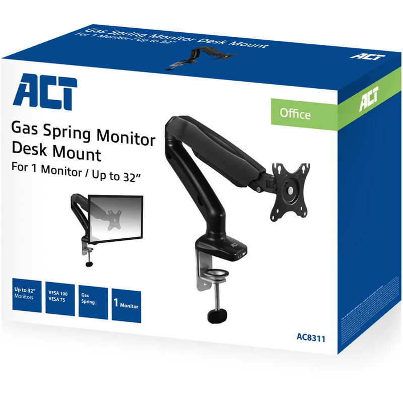 Load image into Gallery viewer, Act connectivity monitorarm office met gasveer, 1 scherm (zwart)
