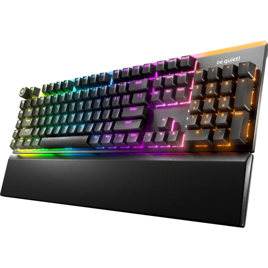 Be quiet! light mount silent linear rgb mechanisch gaming toetsenbord (zwart, us lay-out (qwerty), silent linear, 100%, argb, pbt double-shot keycaps)