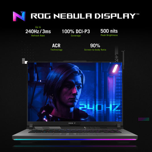 Asus rog strix g16 g614fr-s5213w 16 gaming laptop (grijs groen | ryzen 9 9955hx | rtx 5070 ti | 32 gb | 1 tb ssd)