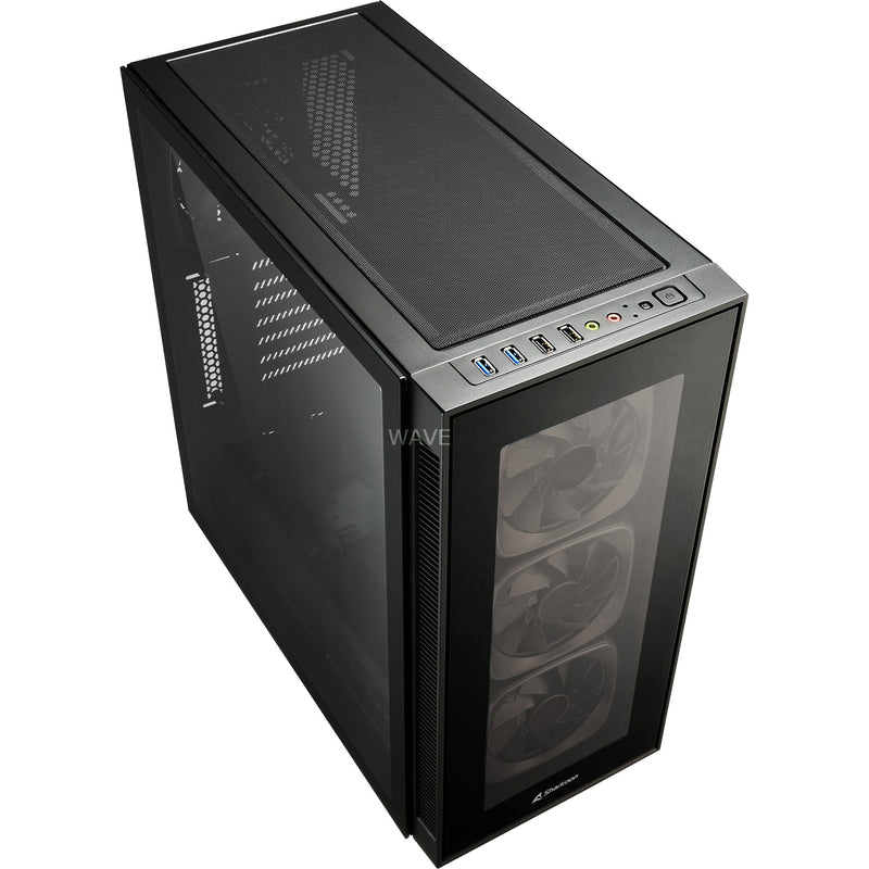 Load image into Gallery viewer, Sharkoon tg6 rgb midi tower behuizing (zwart | 4x usb-a | rgb | tempered glass)
