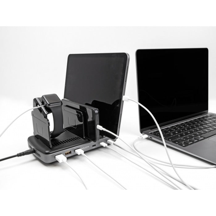 Load image into Gallery viewer, Delock usb charging station met 3 x usb type-c pd + 3 x usb type-a (112 w) (grijs zwart)
