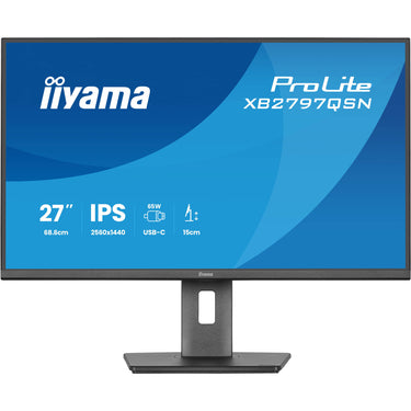 Iiyama prolite xb2797qsn-b1 27 monitor (zwart, 75 hz, hdmi, displayport, usb-c, lan, audio)