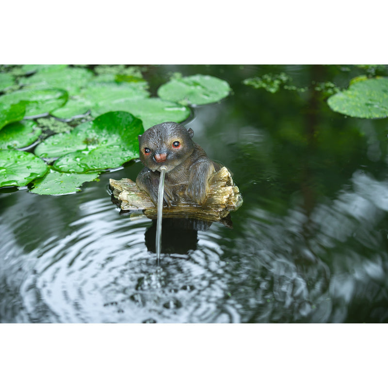 Load image into Gallery viewer, Ubbink drijvende spuitfiguur otter op boomstam waterornament
