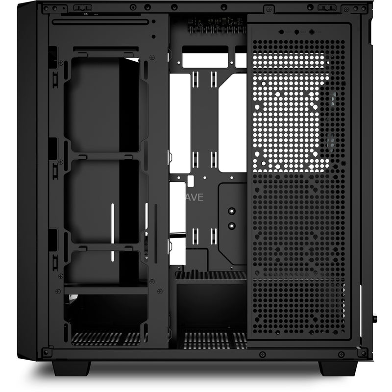 Load image into Gallery viewer, Sharkoon rebel c70g rgb midi tower behuizing (zwart houtkleur | 2x usb-a | 1x usb-c | rgb | tempered glass)

