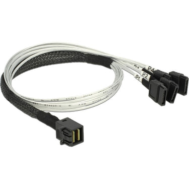 Delock mini sas hd sff-8643 > 4x sata 7-pin kabel (zwart, 0,5 meter)