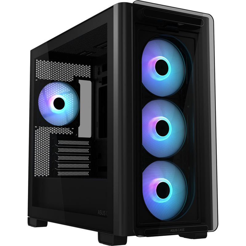 Load image into Gallery viewer, Asus a23 plus mini tower behuizing (zwart | 2x usb-a | 1x usb-c | rgb | tempered glass)
