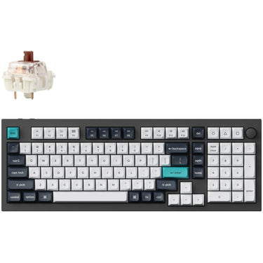 Keychron q5 max-m3 rgb mechanisch toetsenbord (zwart, us lay-out (qwerty), gateron jupiter brown, 96%, rgb leds, ksa double-shot pbt, hot swap, knob, 2.4ghz | bluetooth 5.1 | usb-c)