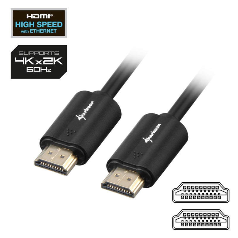 Load image into Gallery viewer, Sharkoon hdmi 2.0 kabel (zwart, 1 meter, 4k)
