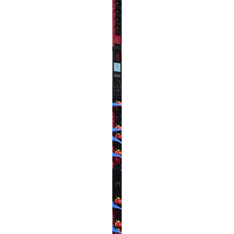 Load image into Gallery viewer, Apc ap8681redx667 - switched metered-by-outlet pdu (zwart rood, 0u, 400v, (21x) c13 (3x) c19, iec 309 16a 3fase stekker)
