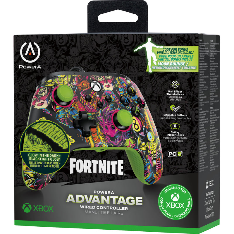 Load image into Gallery viewer, Powera advantage controller met kabel voor de xbox series x|s - fortnite: glow (neongroen, xbox series x|s, xbox one, pc)
