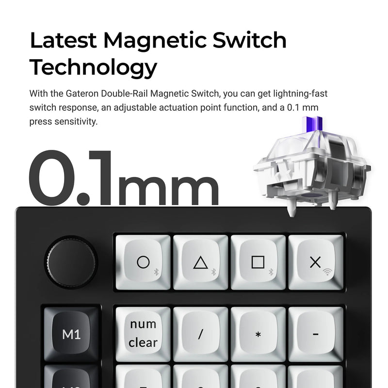 Load image into Gallery viewer, Keychron q0 he qmk wireless custom number pad rgb mechanisch numpad (zwart, us lay-out (qwerty), gateron double-rail magnetic nebula, hot-swap, rgb, double-shot pbt keycaps)
