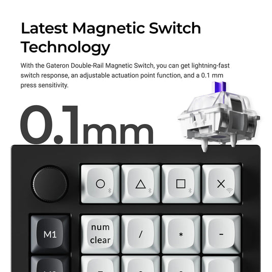 Keychron q0 he qmk wireless custom number pad rgb mechanisch numpad (zwart, us lay-out (qwerty), gateron double-rail magnetic nebula, hot-swap, rgb, double-shot pbt keycaps)