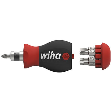 Wiha schroevendraaier met bitmagazijn stubby (zwart rood, 7 dubbelbits)