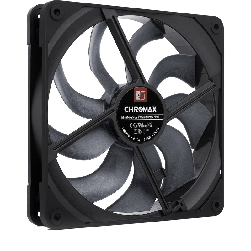 Load image into Gallery viewer, Noctua nf-a14x25 g2 pwm chromax.black case fan (zwart, 140 x 140 x 25 mm)
