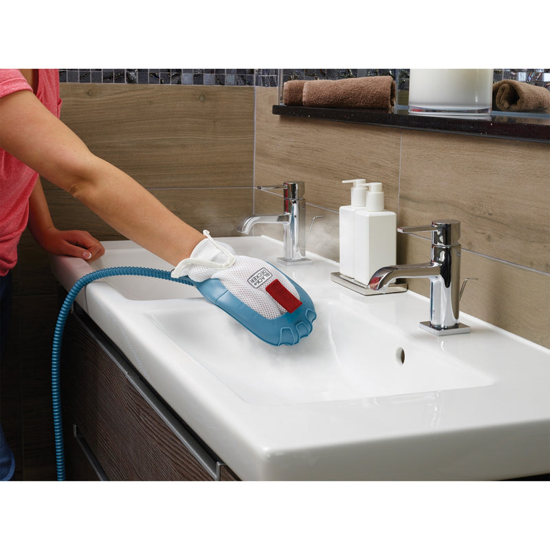 Load image into Gallery viewer, Black+decker 1600w steam-mop bhsm1615dam-qs stoomreiniger (wit blauw, incl. steamitt, deltavoet en 17 accessoires)
