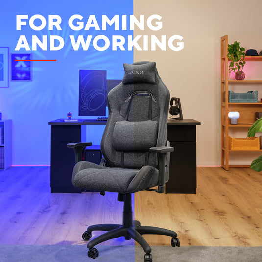 Trust gxt 723 ruya comfortabele stoffen gamingstoel (grijs)