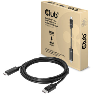 Club 3d displayport 1.4 naar hdmi kabel (zwart, 3 meter, 8k)
