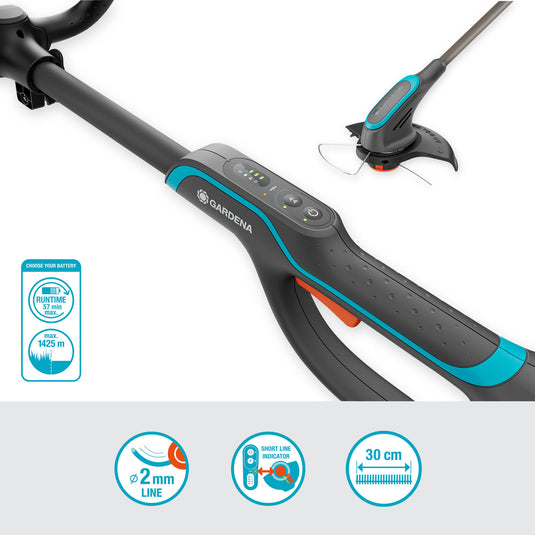 Gardena powertrim 30 18v grastrimmer (grijs turquoise, accu en lader niet inbegrepen)