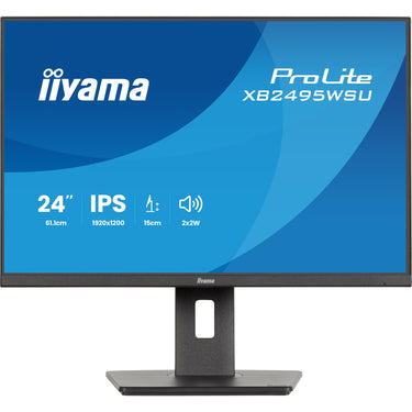 Iiyama prolite xb2495wsu-b1 24.1 monitor (zwart, 100 hz, hdmi, displayport, usb, audio)