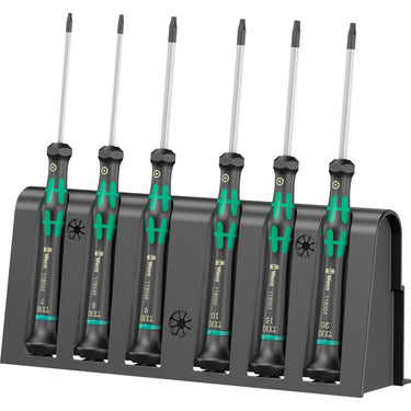 Wera 2067 6 elektronica torx bo schroevendraaierset + rek (zwart groen, 6-delig)