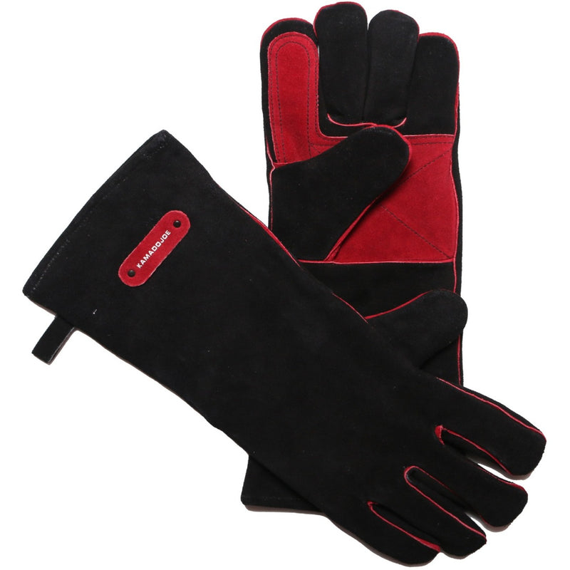 Load image into Gallery viewer, Kamado joe leather gloves handschoen (zwart rood)
