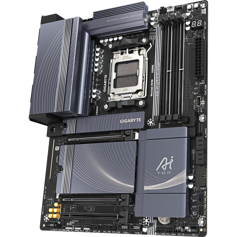 Load image into Gallery viewer, Gigabyte b850 ai top socket am5 moederbord (zwart grijs, raid, 2x 10 gb-lan, wi-fi 7, bt, sound, atx)
