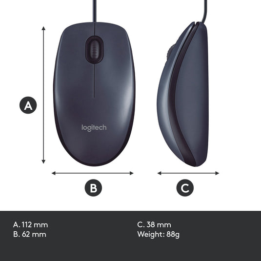 Logitech b100 optical usb mouse for business (zwart, 800 dpi)