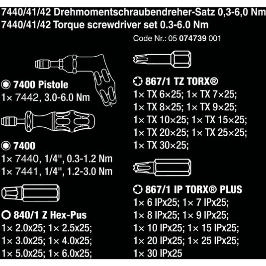 Wera 7440 41 42 kraftform momentschroevendraaier-set, 27 -delig - 1 stuk(s) - 05074739001