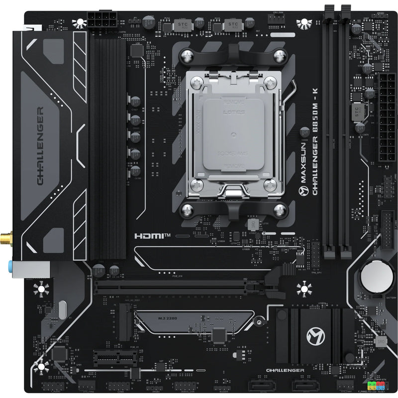 Afbeelding laden in galerijviewer, Maxsun ms-challenger b850m-k wifi socket am5 moederbord (zwart, raid, gb-lan, wlan, bt, sound, µatx)
