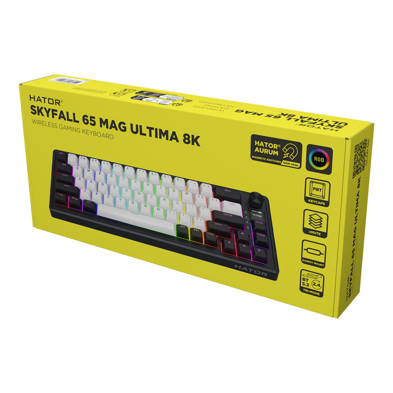 Load image into Gallery viewer, Hator skyfall mag ultima 8k wireless rgb mechanisch gaming toetsenbord (zwart, us lay-out (qwerty), hator aurum ice, 65%, rgb, double-shot pbt, hot-swap, 2.4ghz | bluetooth | usb-c)
