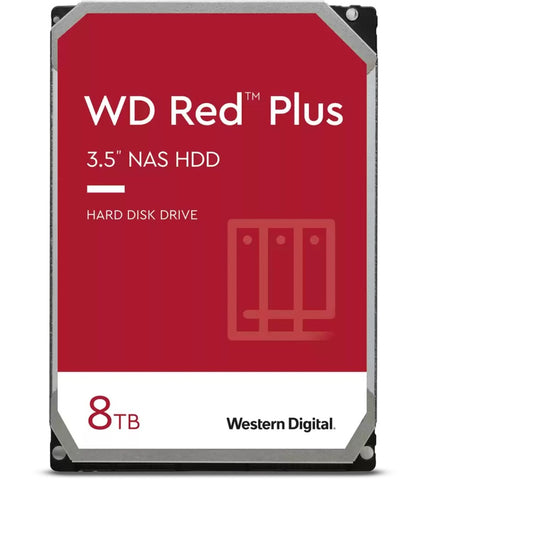 Wd red plus 8 tb harde schijf (80efpx, sata 600, 24 7)