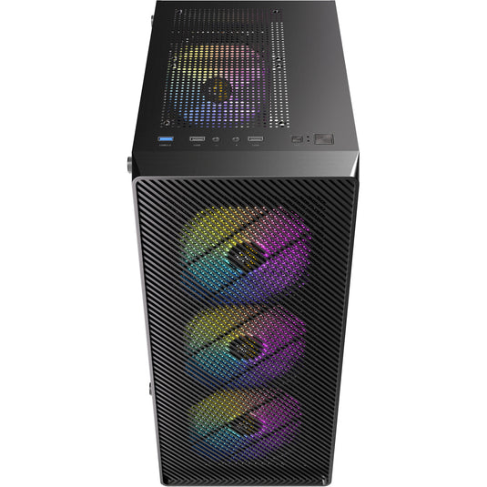 Antec ax26 rgb elite midi tower behuizing (zwart | 3x usb-a | tempered glass)