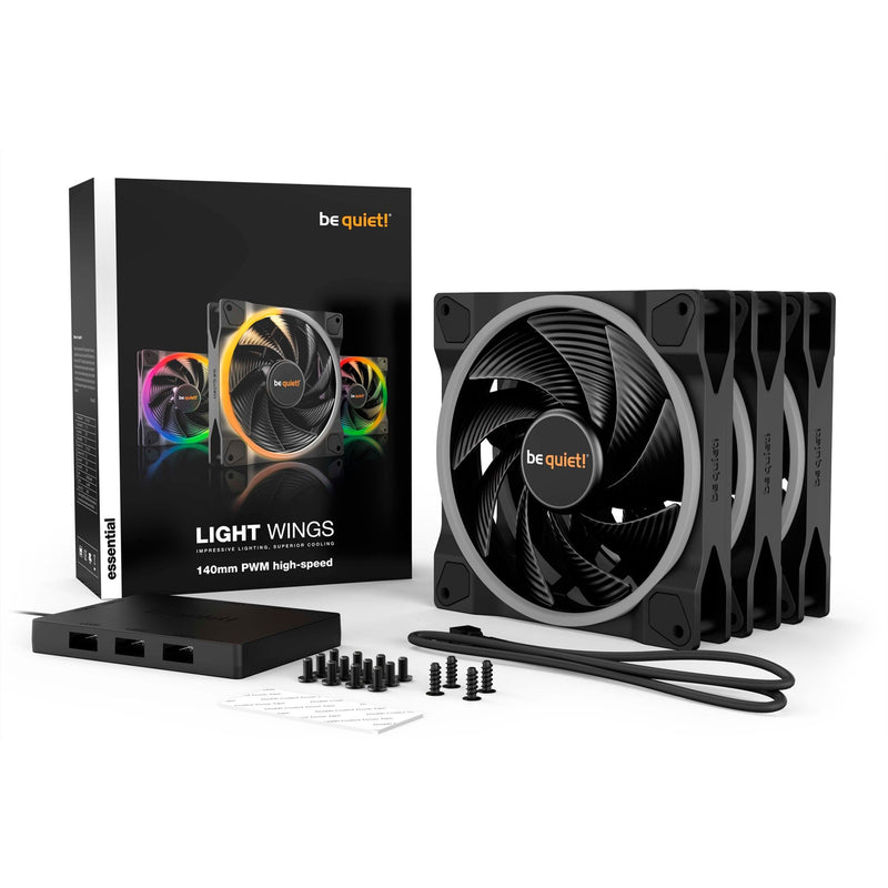 Load image into Gallery viewer, Be quiet! light wings pwm high-speed rgb case fans (zwart, 3 stuks, 140 x 140 x 25 mm)
