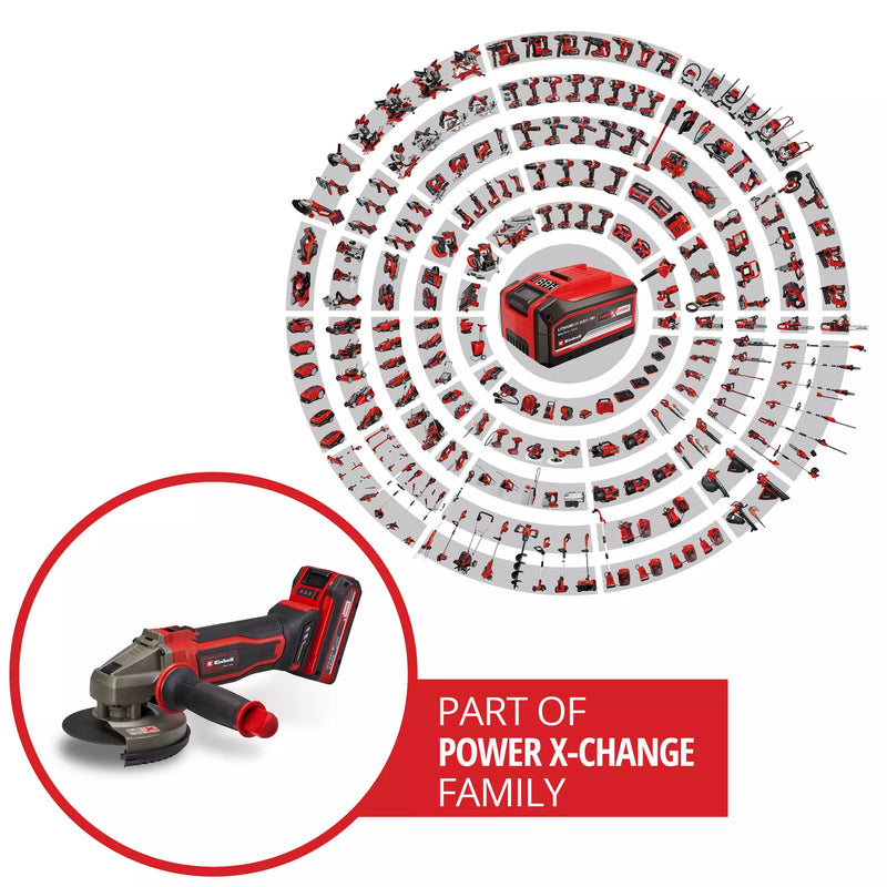 Load image into Gallery viewer, Einhell accu haakse sliijper te-ag 18 125-2 li (1x4,0 ah) haakse slijper (rood zwart, incl. 4.0 ah power x-change accu en oplader)
