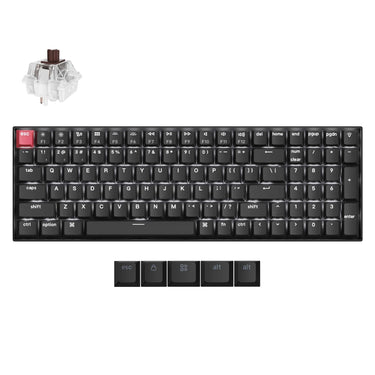 Keychron k4x-a3 mechanisch toetsenbord (zwart, us lay-out (qwerty), super brown, 96%, white leds, cherry double-shot pbt keycaps, bluetooth | usb-c)