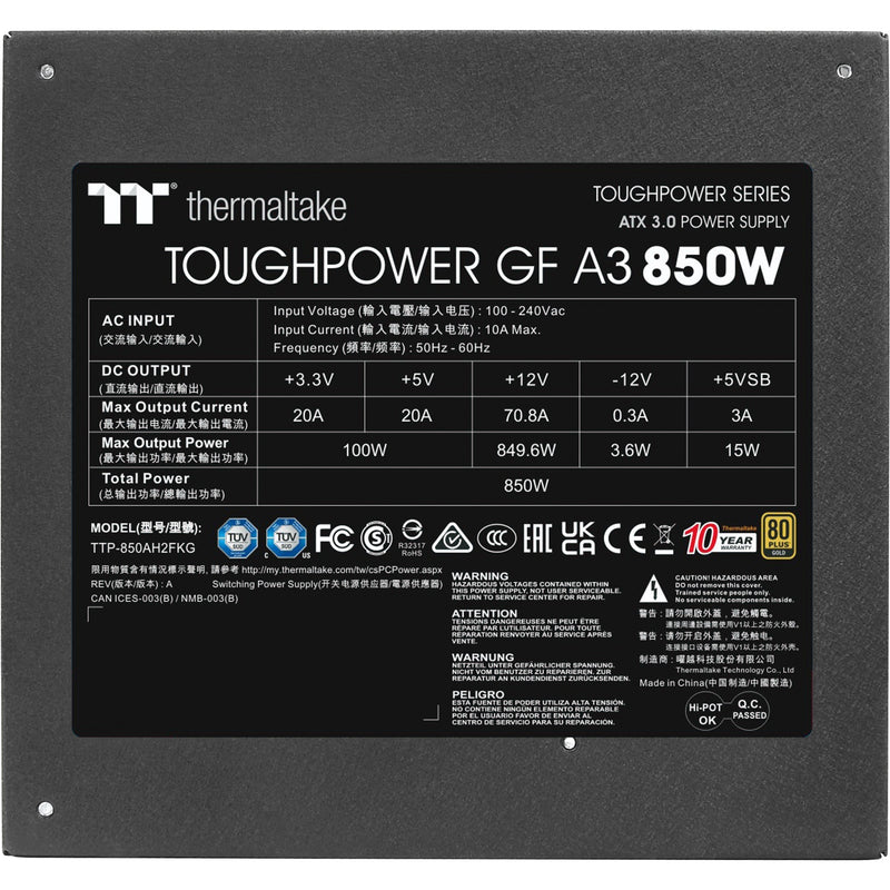 Load image into Gallery viewer, Thermaltake toughpower gf a3 gold - tt premium edition modulaire 850 watt voeding (zwart, 4x pcie)

