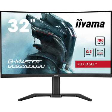 Iiyama g-master red eagle gcb3280qsu-b2 31.5 curved gaming monitor (zwart, 2x hdmi, displayport, 2x usb-a, usb-b, 180 hz)