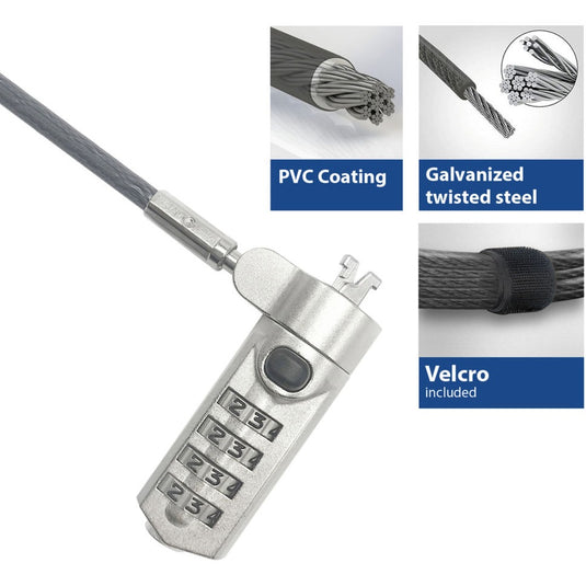 Act connectivity nano laptopslot met cijfercode diefstalbeveiliging (grijs, 2 meter)