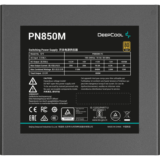Deepcool pn850m modulaire 850 watt voeding (zwart, 1x 12v-2x6, 3x pcie)