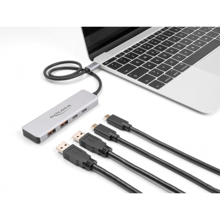 Load image into Gallery viewer, Delock usb 10 gbps usb-c hub usb-hub (grijs, 2x usb-a 3.2 (10 gbit s), 2x usb-c 3.2 (10 gbit s))
