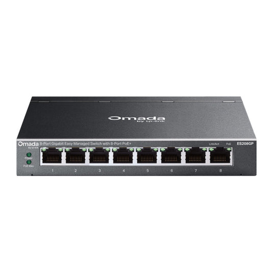 Tp-link omada es208gp 8-poort gigabit easy managed switch (zwart, 8x poe+)
