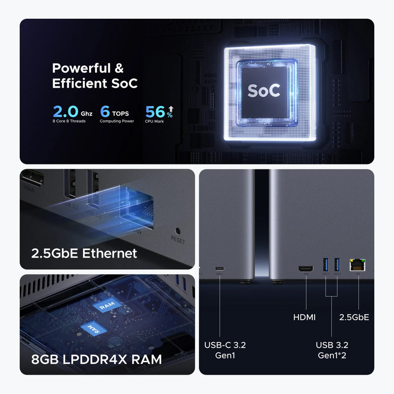 Load image into Gallery viewer, Ugreen nasync dh4300 plus (grijs, 1x 2,5gbe, hdmi, usb-c)
