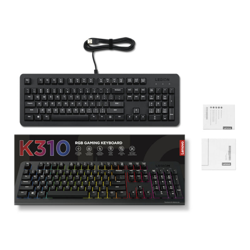 Load image into Gallery viewer, Lenovo legion k310 rgb gaming toetsenbord (zwart, us lay-out (qwerty), membraan, 100%, membraan switch, rgb, usb)
