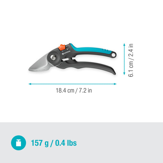 Gardena snoeischaar premiumcut voor vers hout met bypass-snede (grijs turquoise, 22 mm snoeidiameter)