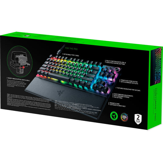 Razer huntsman v3 pro tkl rgb mechanisch gaming toetsenbord (zwart, us lay-out (qwerty), analog optical gen 2, 80% (tkl), double-shot pbt)