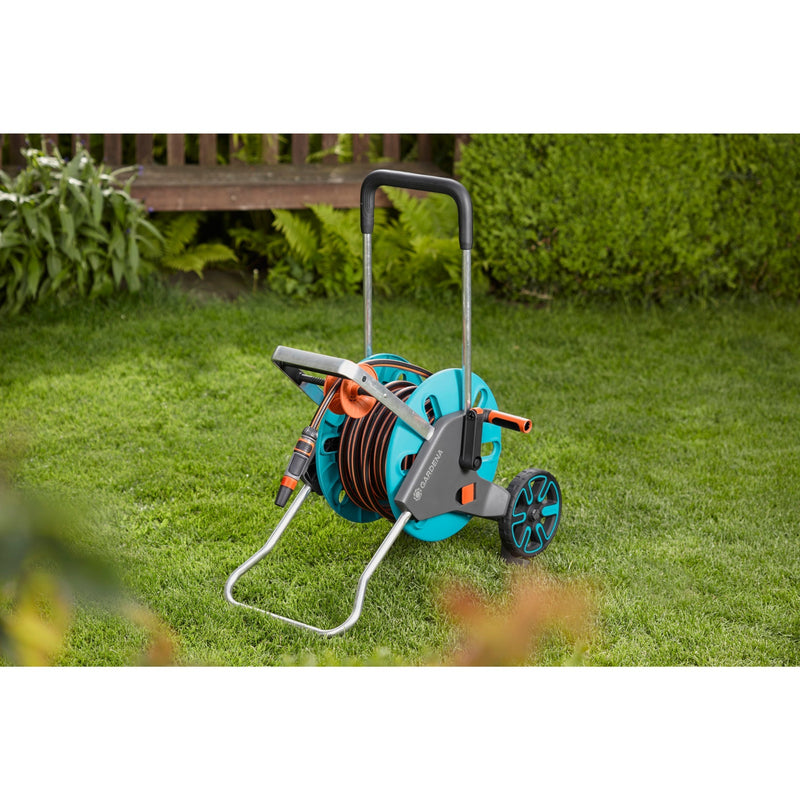 Load image into Gallery viewer, Gardena slangenwagen aquaroll m easy set (turquoise grijs, 18517-20)

