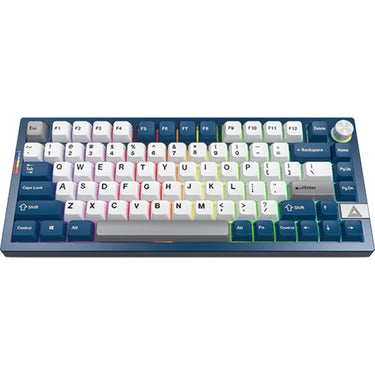 Montech mkey pro freedom rgb mechanisch toetsenbord (donkerblauw, us lay-out (qwerty), gateron g pro yellow, 75%, hot-swappable, rgb, double-shot pbt, usb-c | 2.4 ghz | bluetooth 5.2)