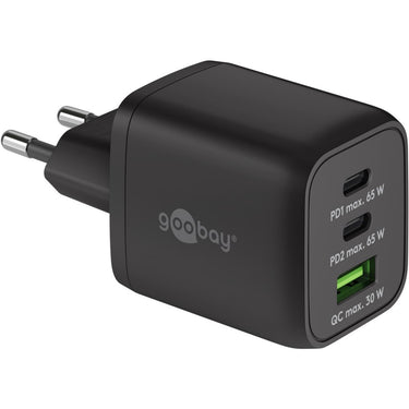 Goobay usb-c snellader nano (65 w) en usb-c textielkabel (zwart, 1 meter)