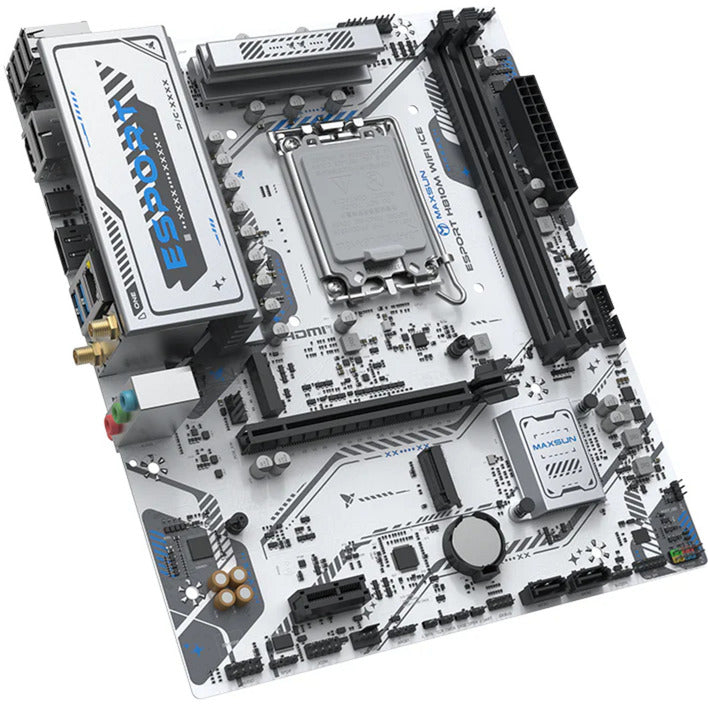 Afbeelding laden in galerijviewer, Maxsun ms-esport h810m wifi ice socket 1851 moederbord (wit, 2.5 gb-lan, wlan, bt, sound, µatx)
