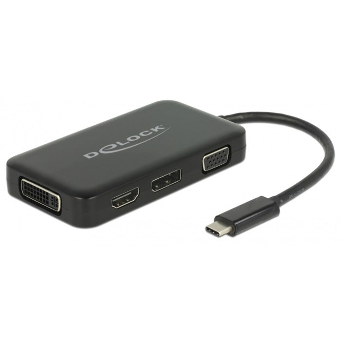 Load image into Gallery viewer, Delock usb-c > vga hdmi dvi displayport adapter (zwart, 0,15 meter)
